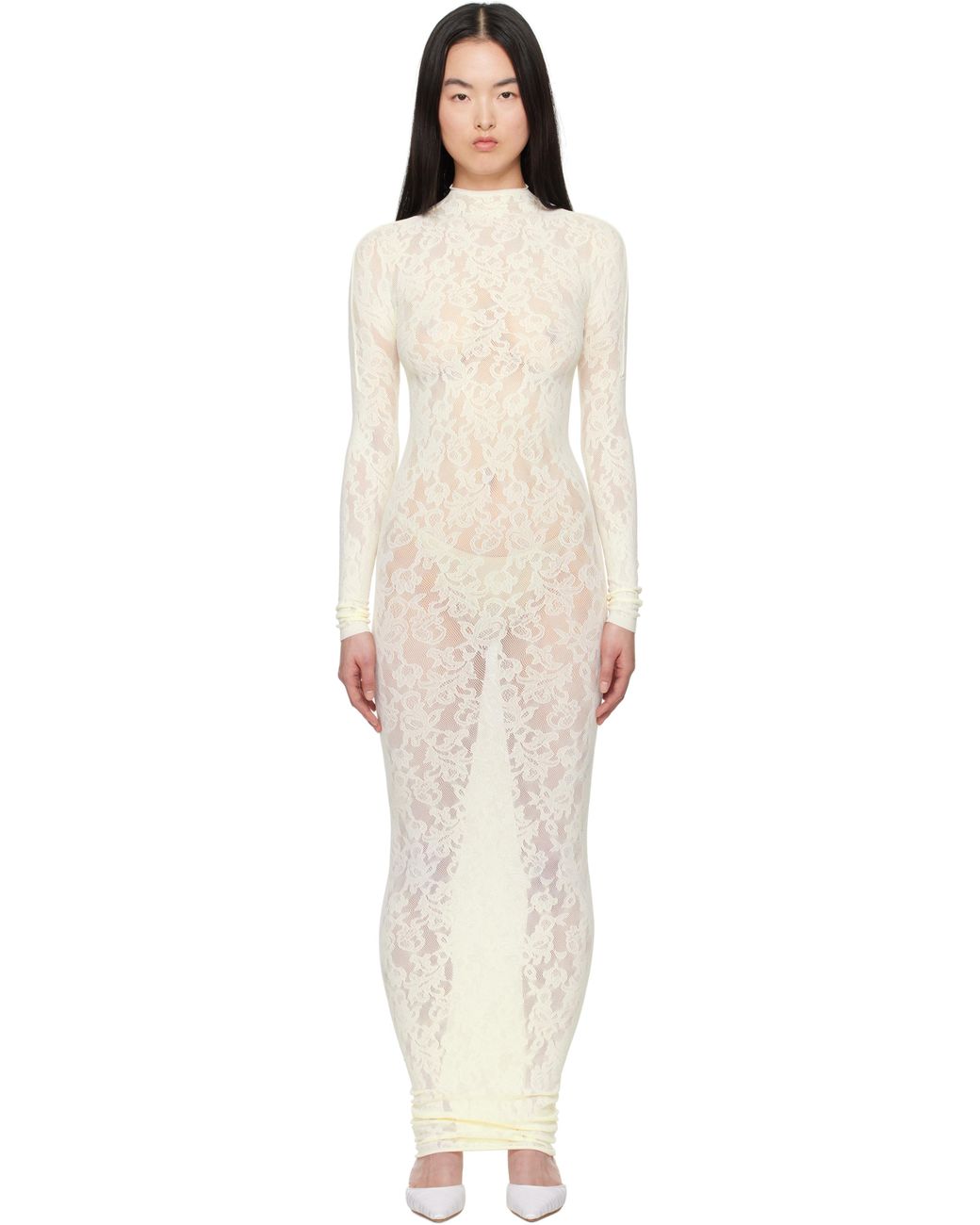 knit lace mock neck dress skims Skims Mock Neck Lace Dress