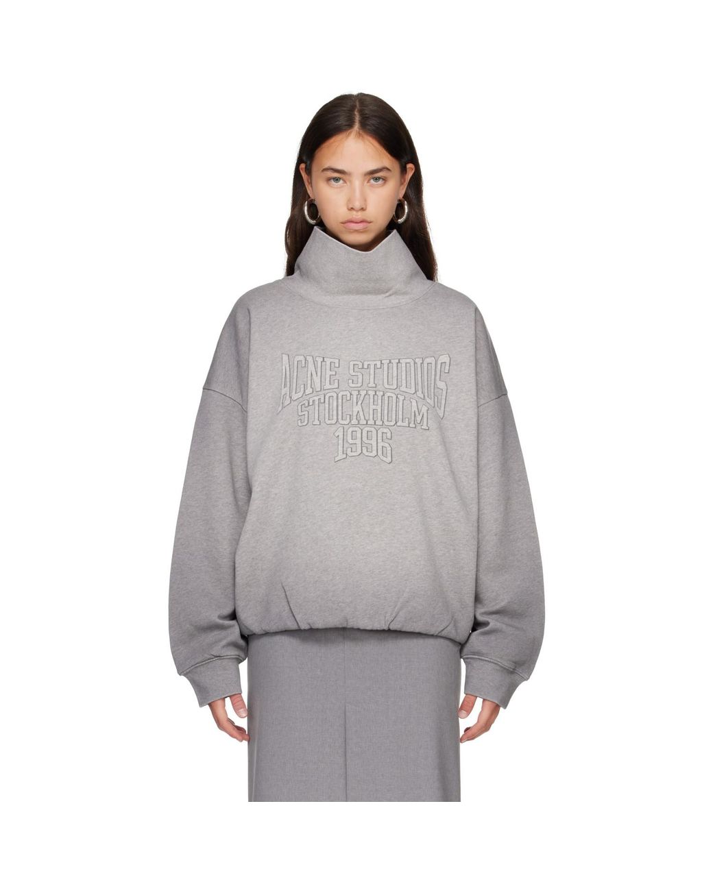 Acne Gray Fleece Logo Sweatshirt