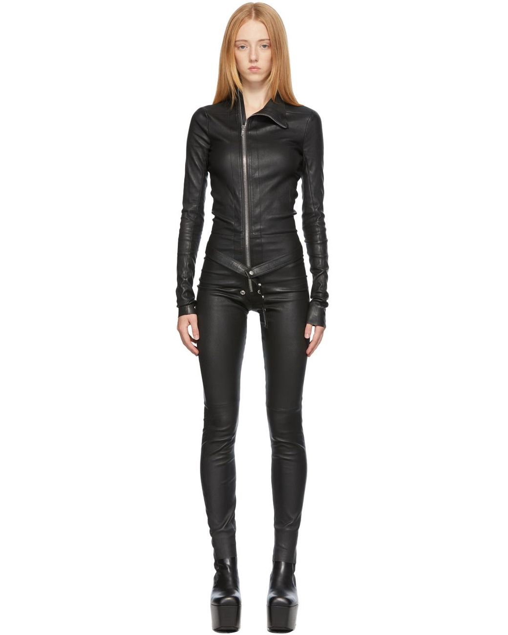 Rick Owens Leather Gary Flightsuit in Black | Lyst Rick Owens Leather Gary Flightsuit in Black | Lyst
