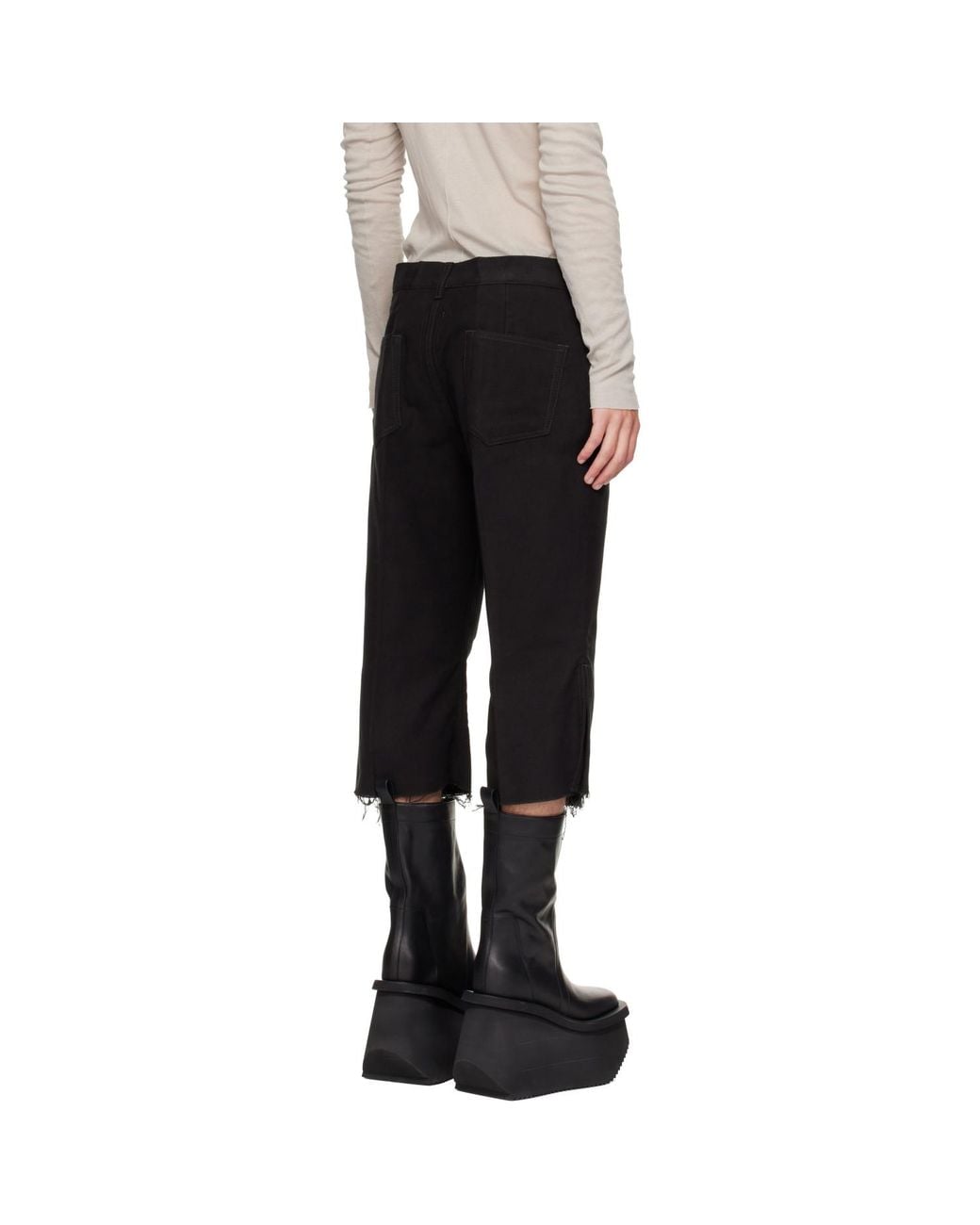 Rick Owens Black Tower Bolan Cutoff Jeans for men