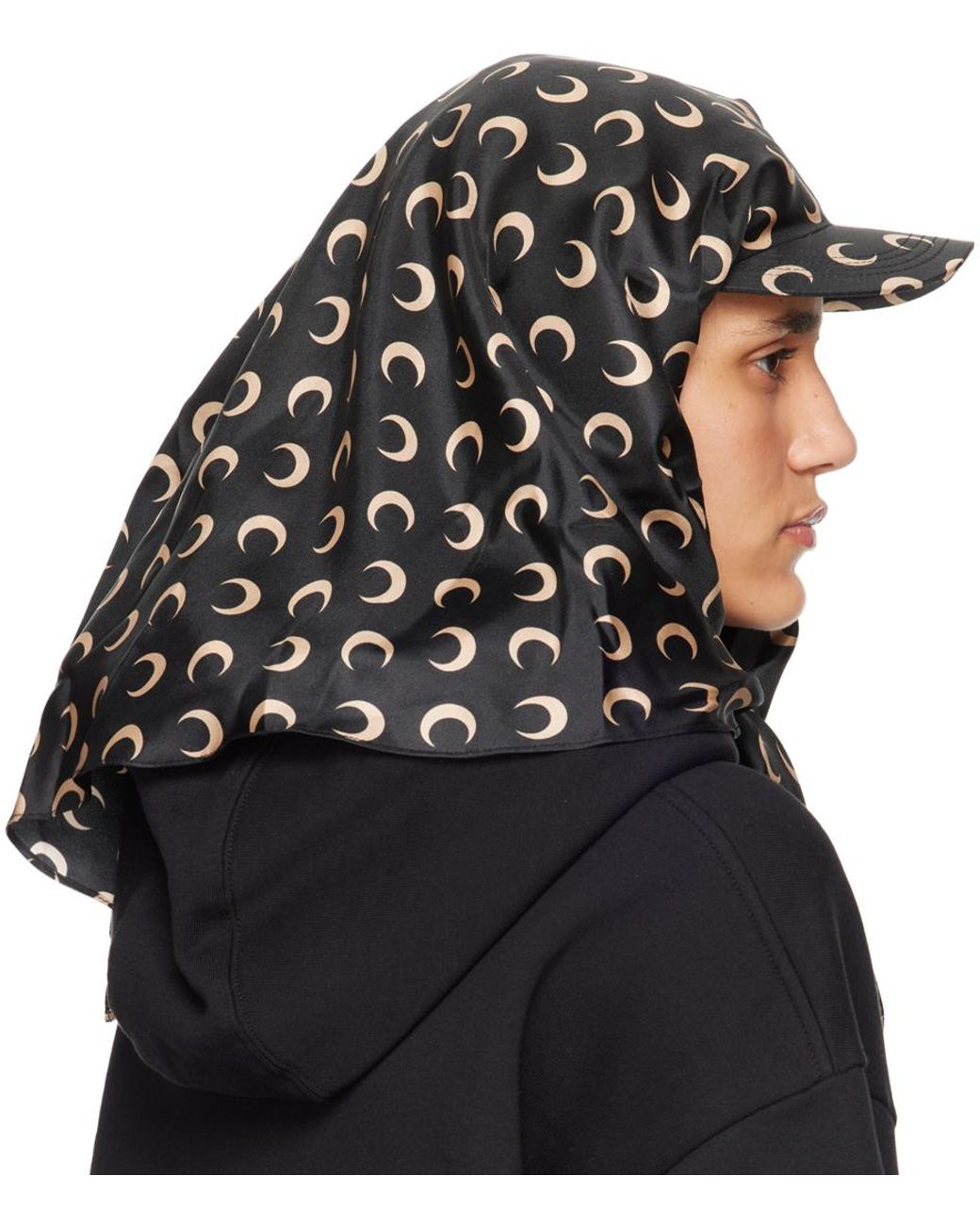 Marine Serre Regenerated All Over Moon Silk Veiled Cap in Black | Lyst