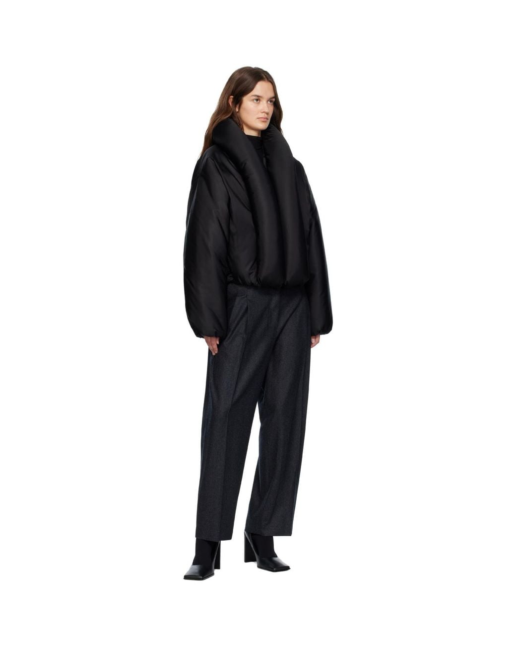 Alaïa Black Alaïa Taffeta Padded Bomber Jacket