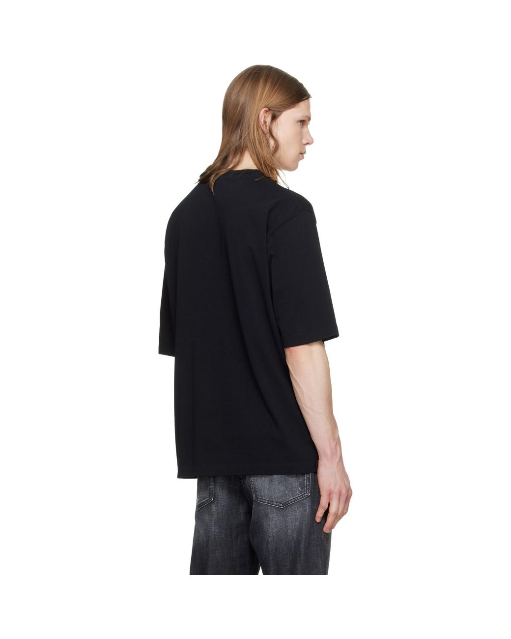 DSquared² Black Embroidered Loose Fit T-Shirt for men