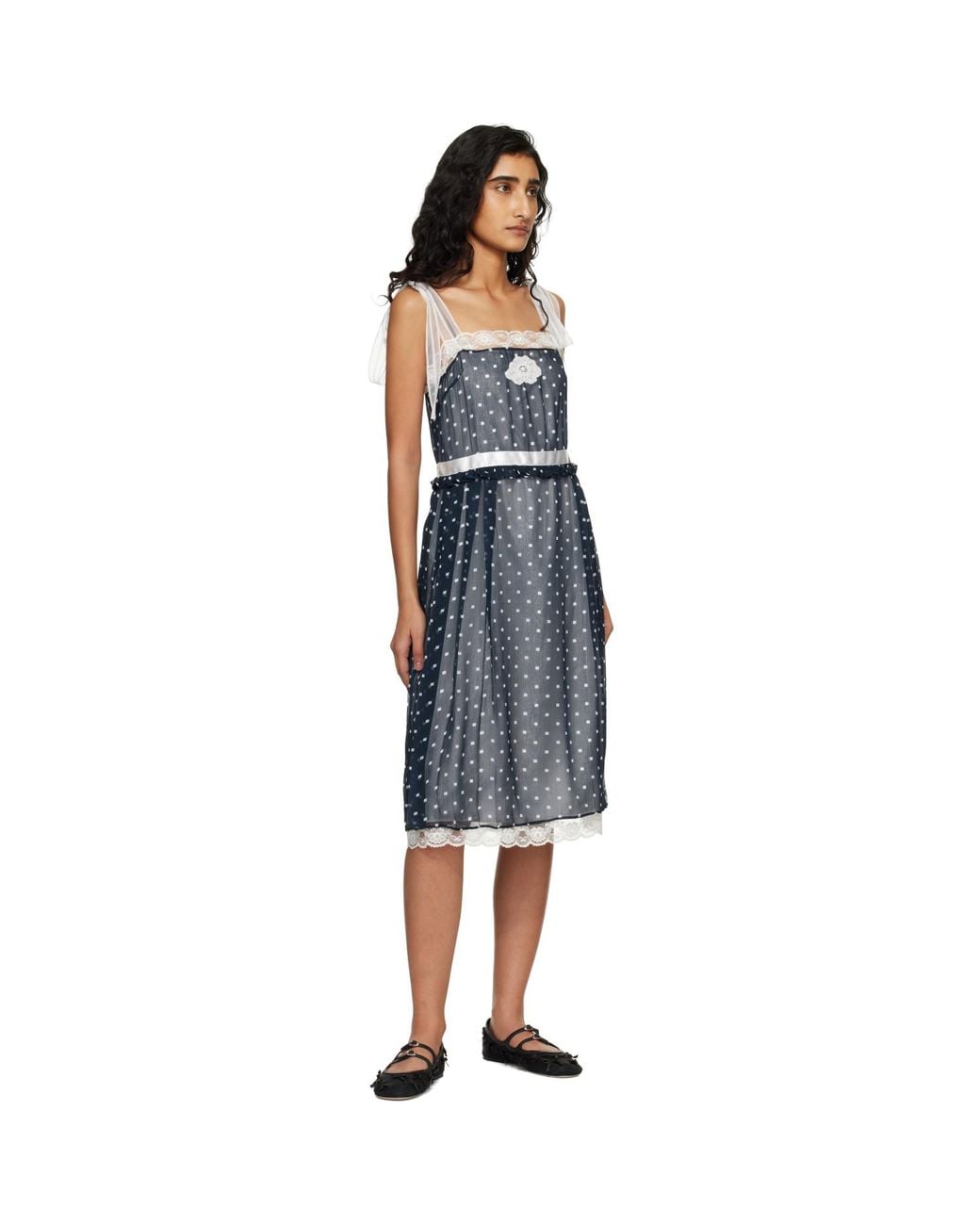 Marc Jacobs Blue Ribbon Strap Chiffon Midi Dress