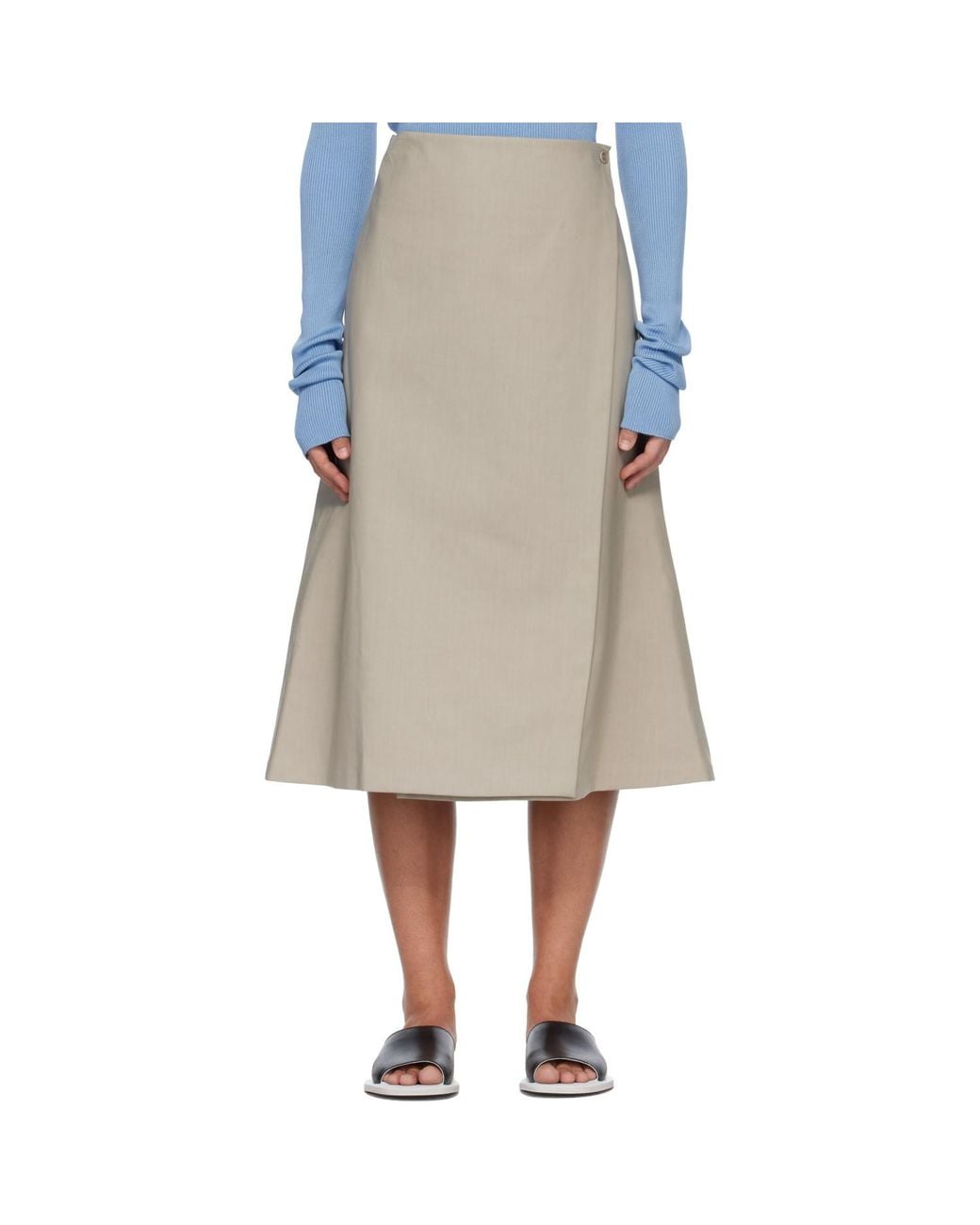 Rier Natural Cotton Bonded Midi Skirt