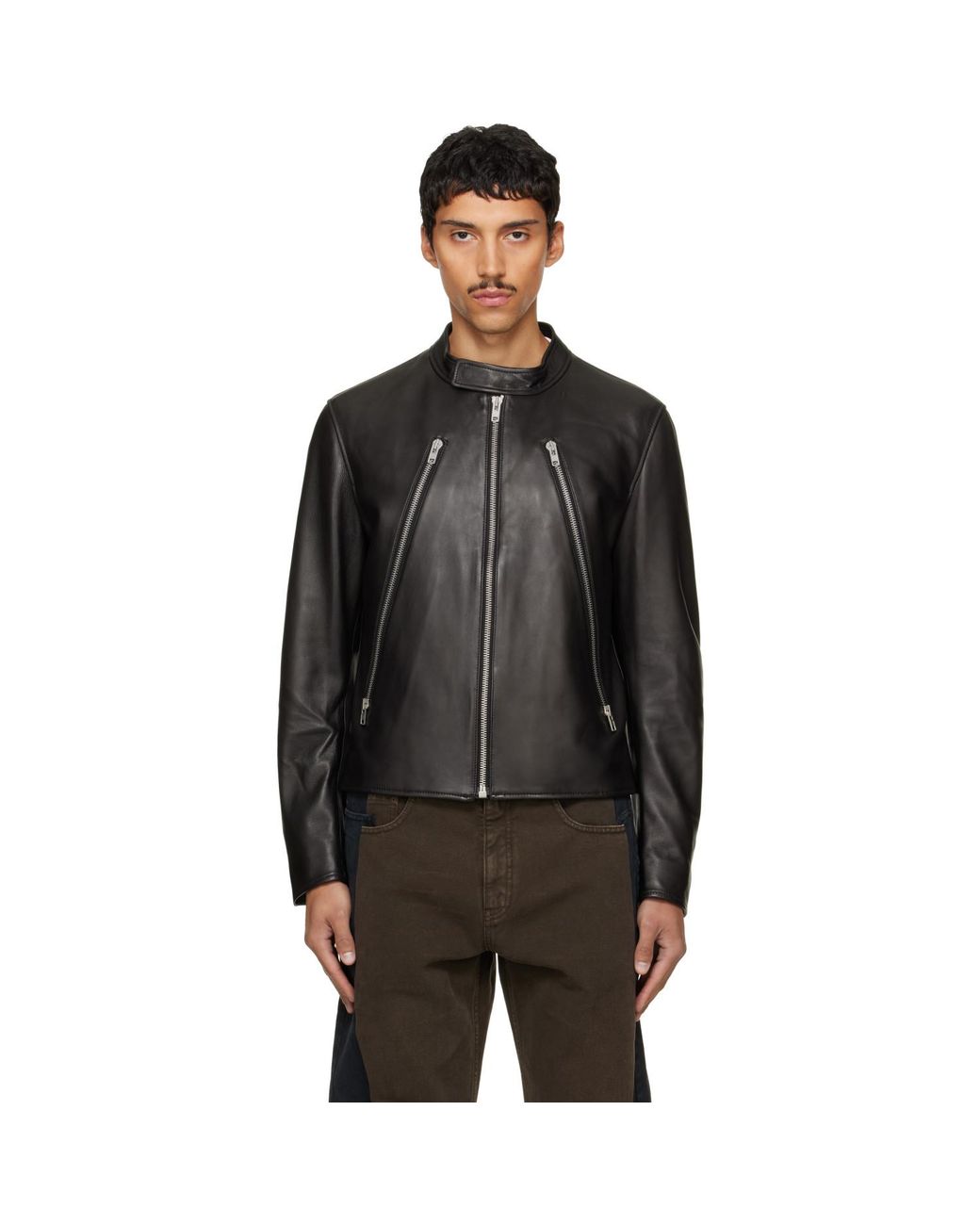 Maison Margiela Black 5-Zip Leather Jacket for men