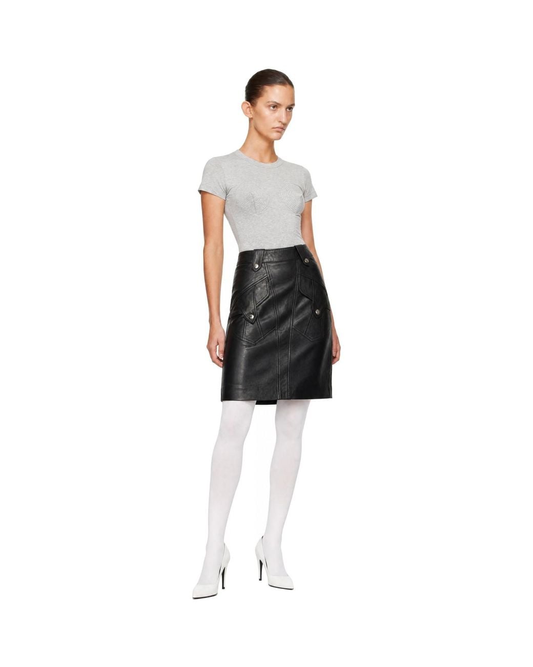 VAQUERA Black Fringe Leather Midi Skirt