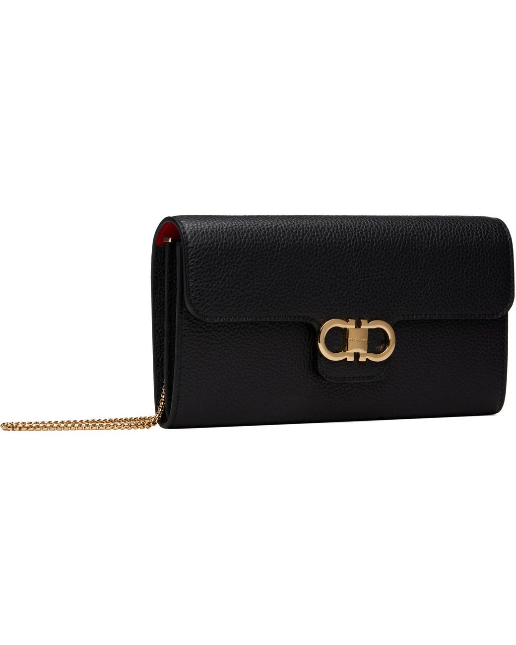 Ferragamo Black Double Gancini Mini Clutch