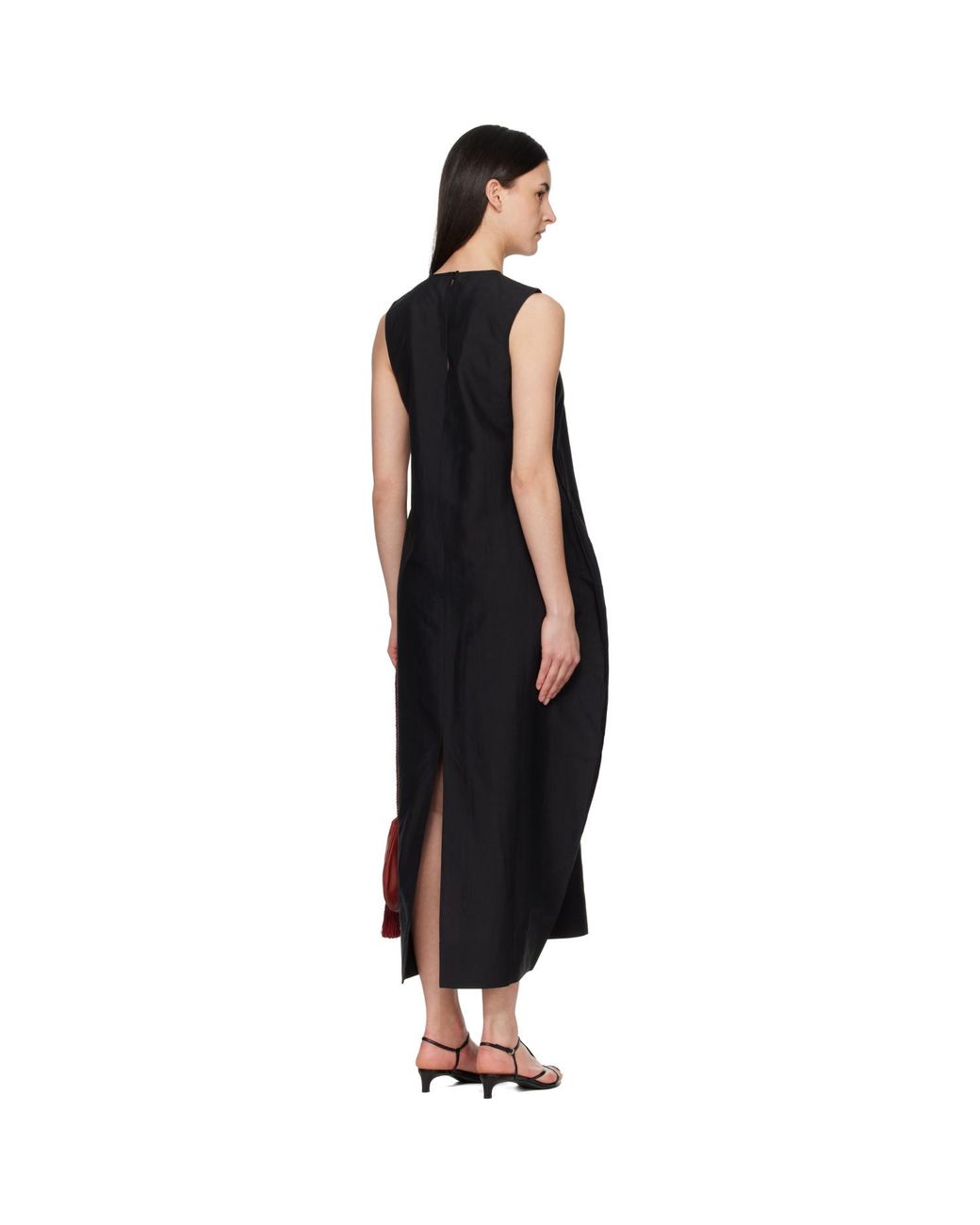 Rohe Black Hourglass Linen Silk Midi Dress