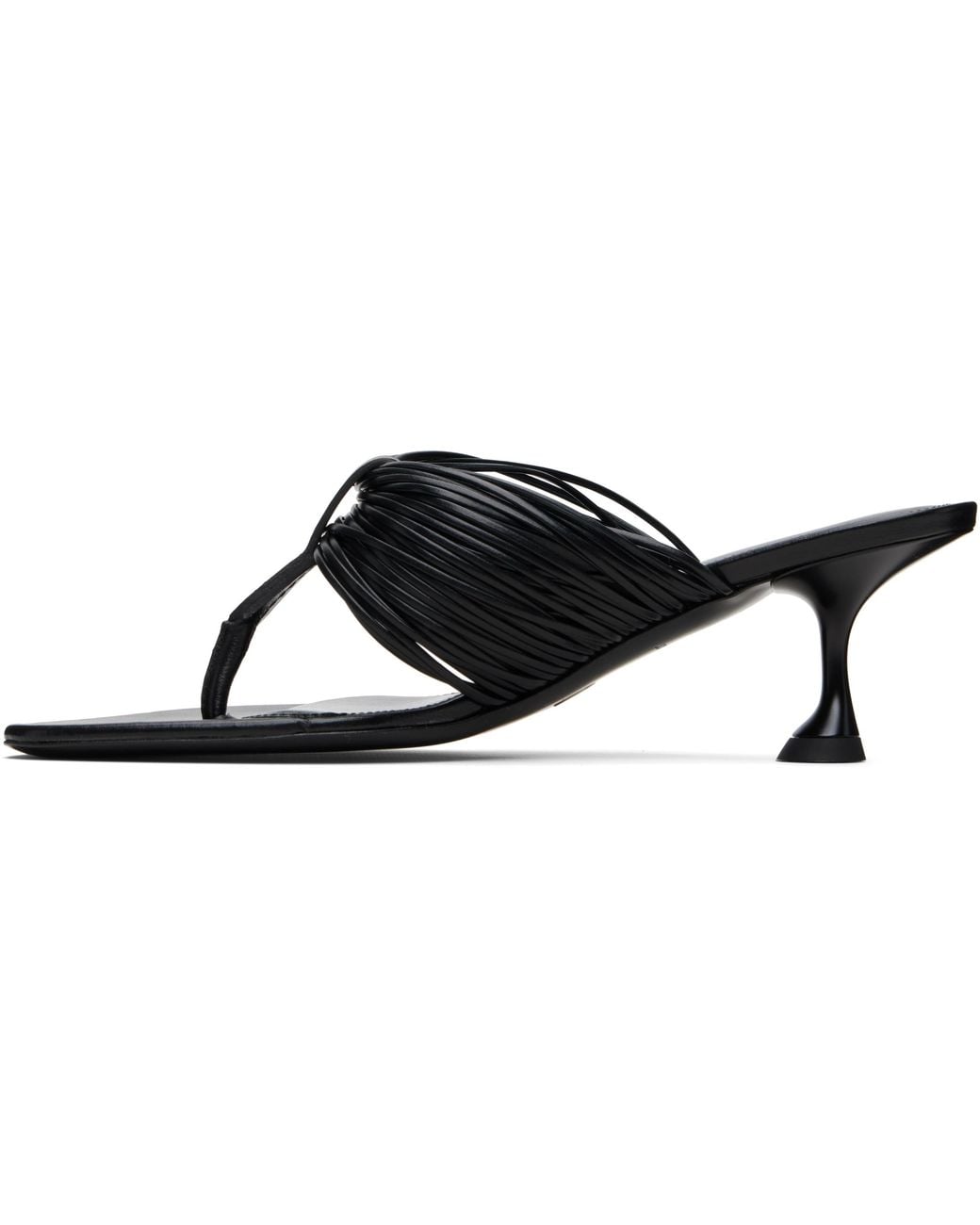 Proenza Schouler Black Cable T-Strap Heeled Sandals