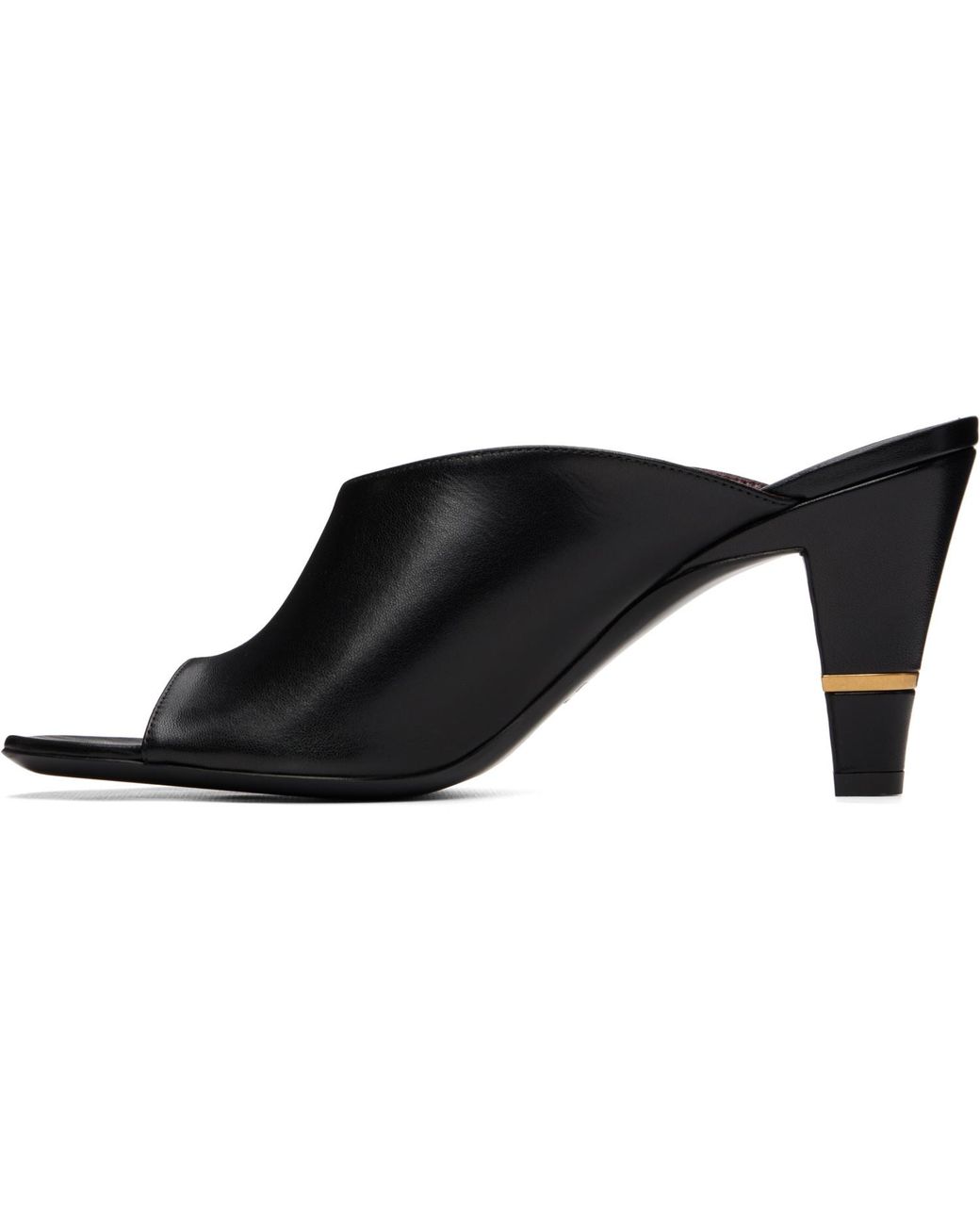 Versace Black Giulietta Leather Mule Heeled Sandals