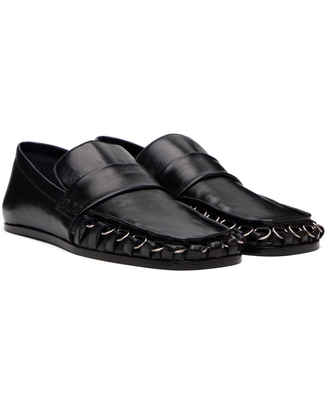 Jil Sander Black D-Ring Loafers