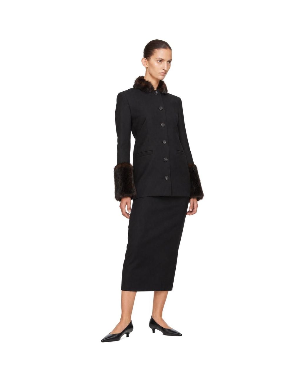Loulou de Saison Black Goa Faux-Fur Trim Jacket