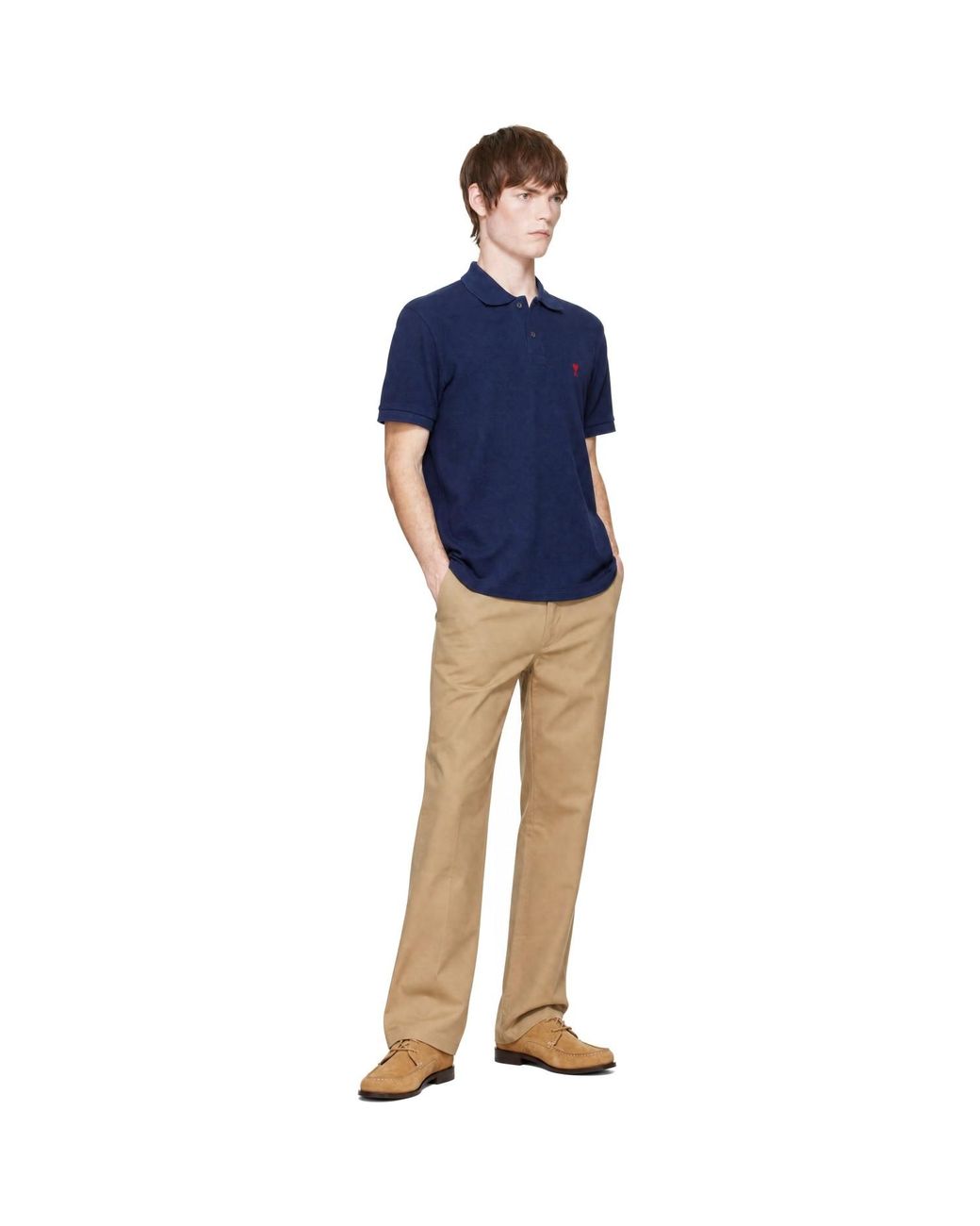 AMI Natural Paris Fit Cotton Trousers for men