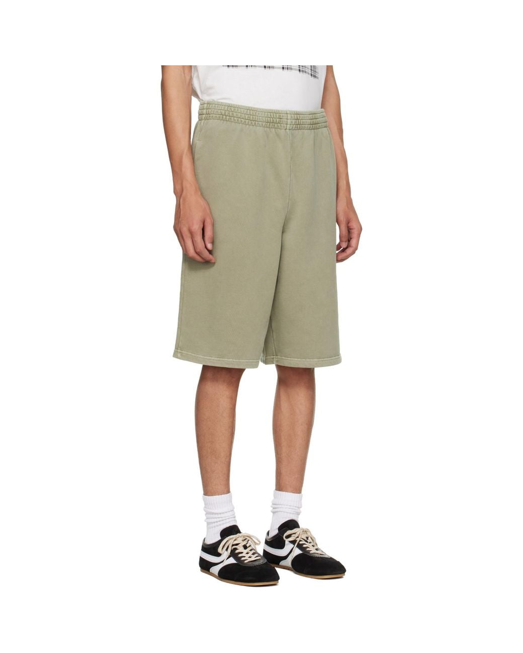 Martine Rose Green Khaki Sweat Shorts for men