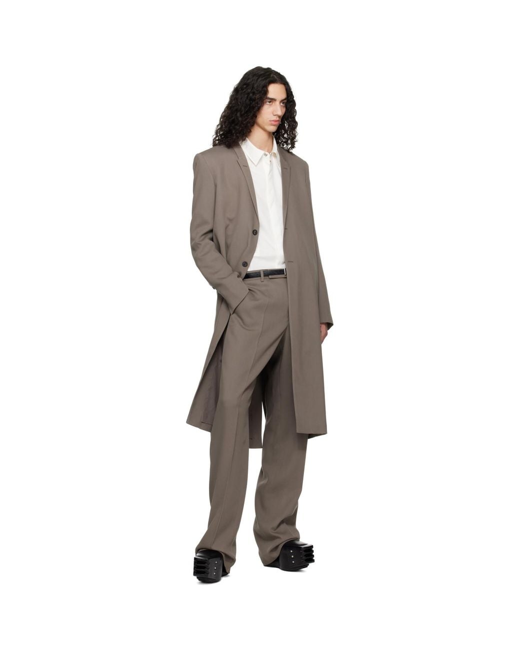 Rick Owens Black Temple Twisted Wool Concordian Coat for men