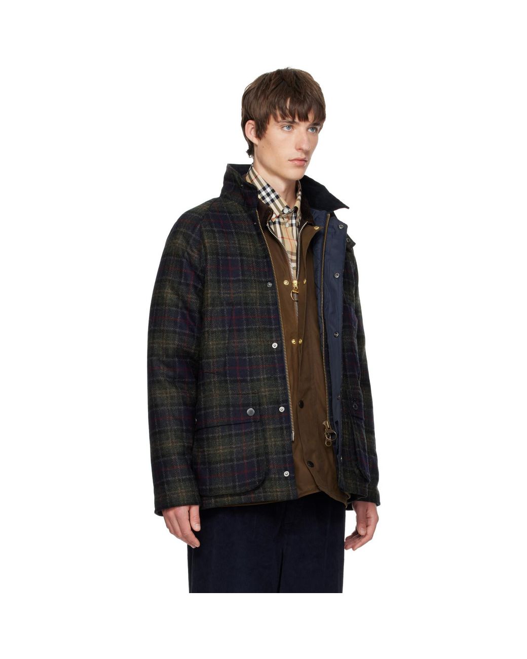 Barbour Black Tartan Bedale Wool Jacket for men
