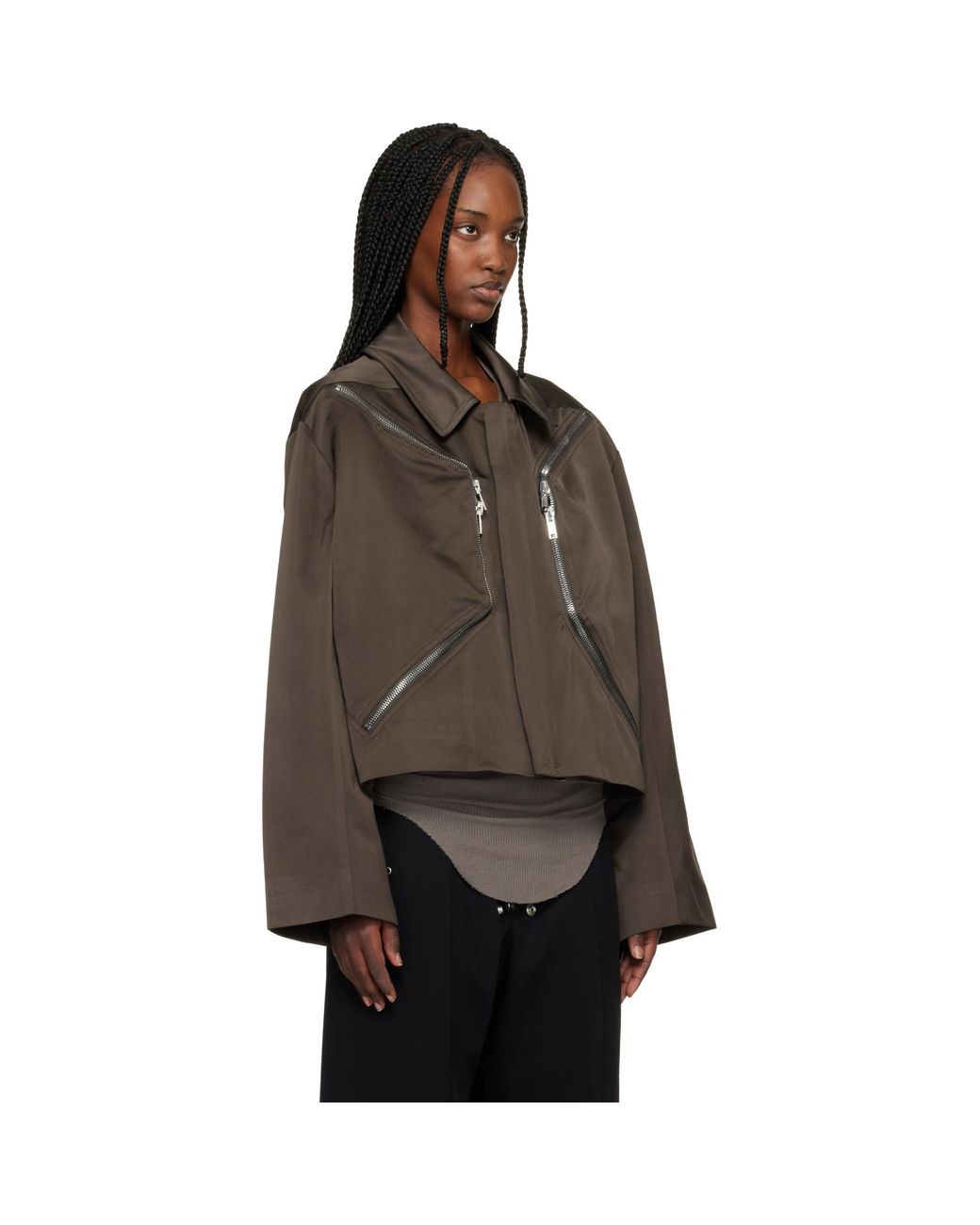 Rick Owens Brown Temple Heizer Mac Jacket