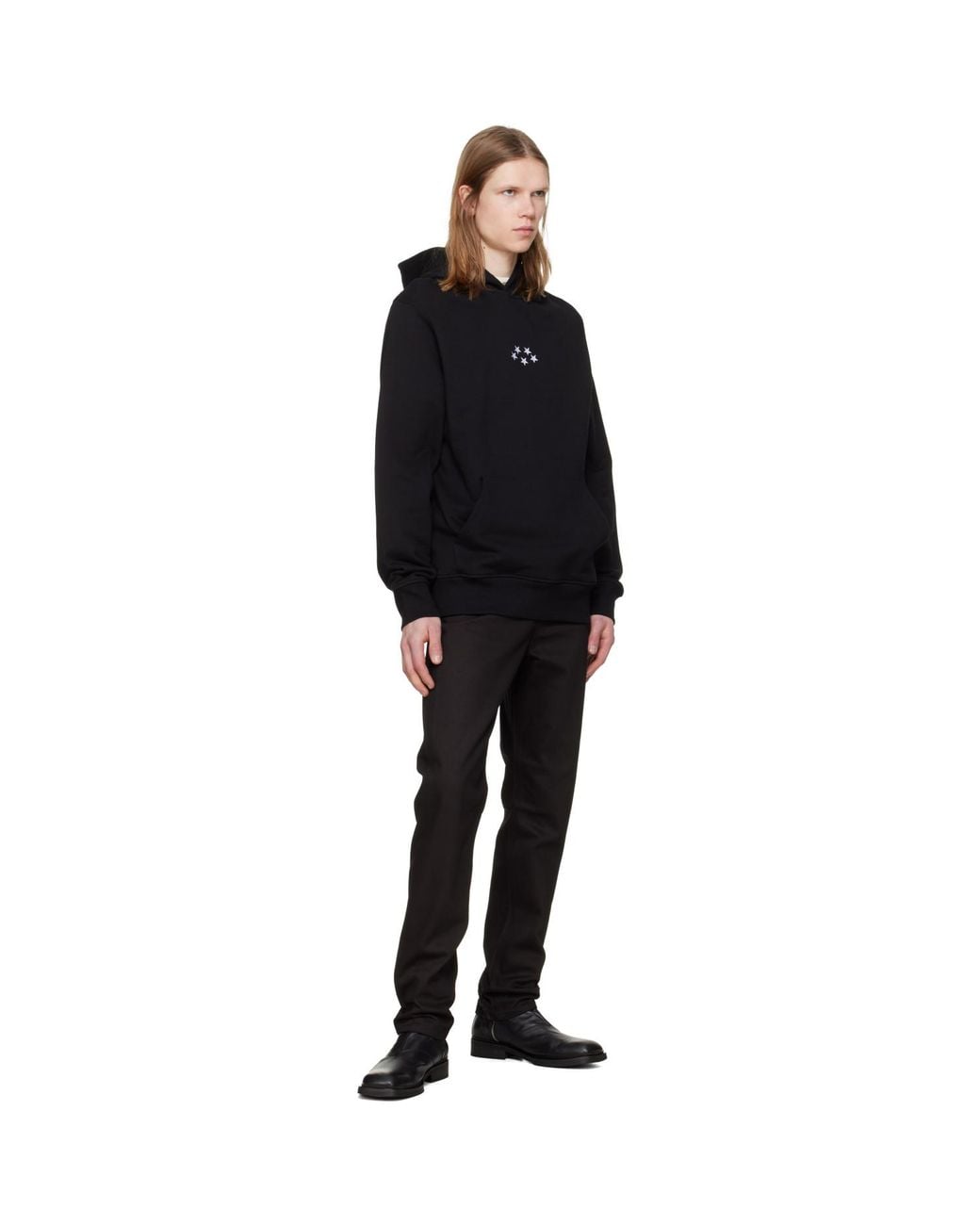 JKEEFER Black Stars Embroidery Hoodie for men