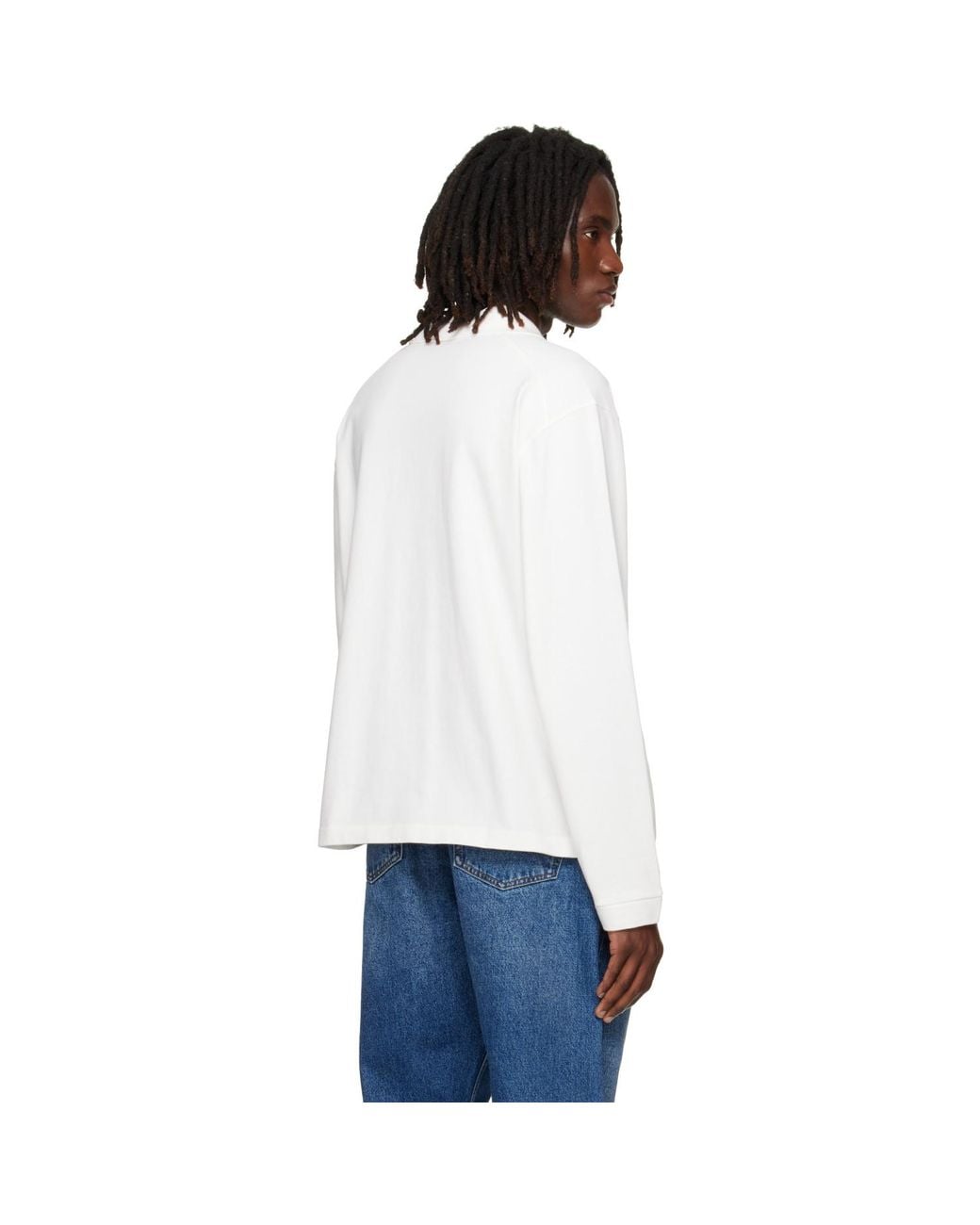 Studio Nicholson White Off- Sudds Long Sleeve Jersey Polo for men