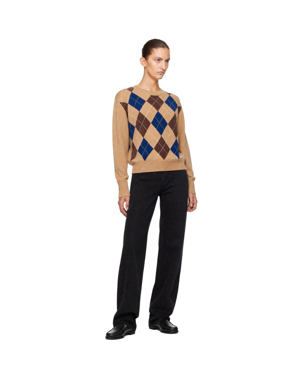 DUNST Blue Argyle Crewneck Sweater