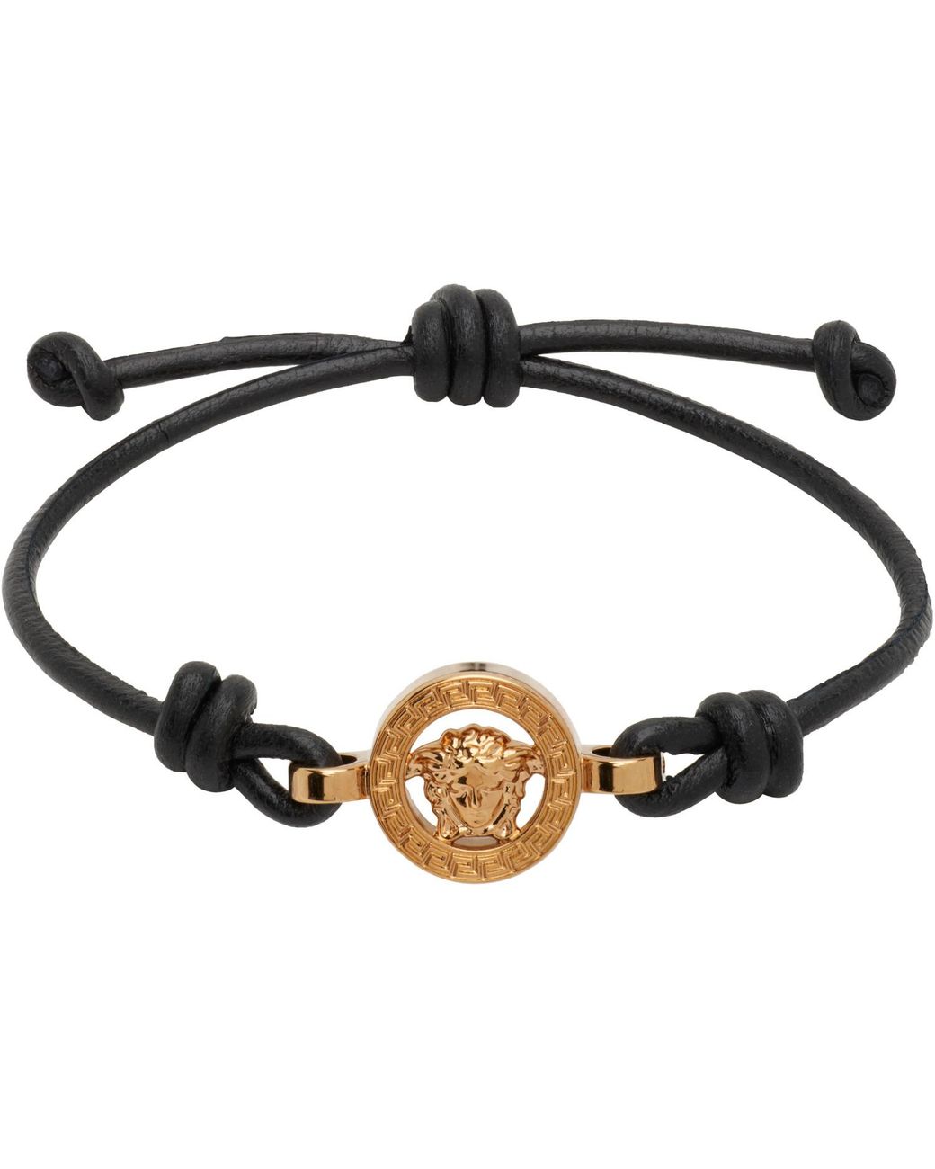 Versace Black Medusa '95 Leather Bracelet for men