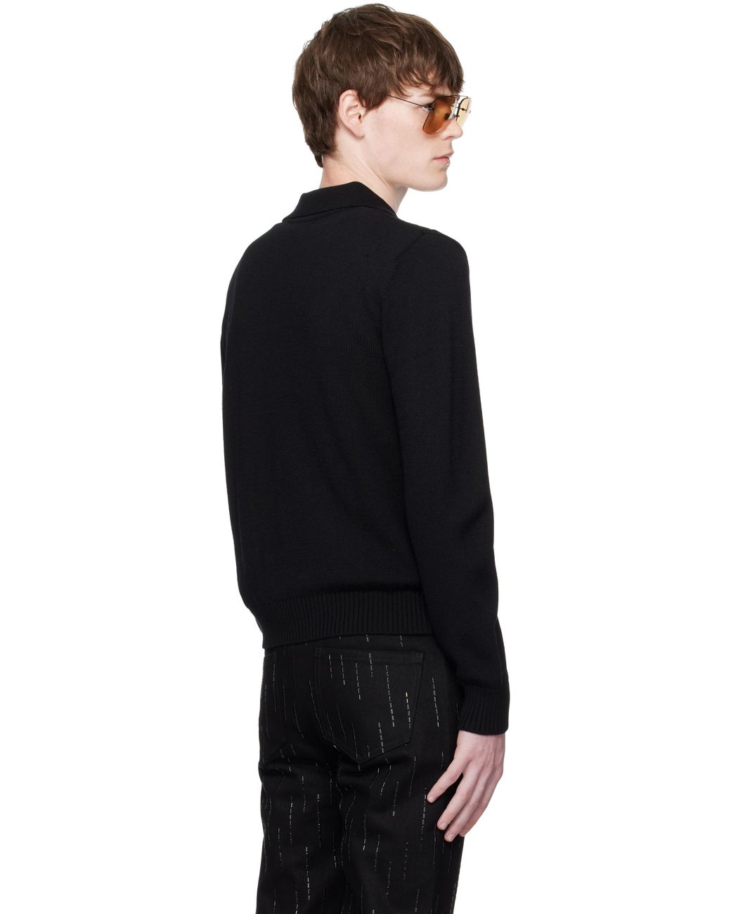 Ernest W. Baker Cable Knit Zip Polo in Black for Men | Lyst