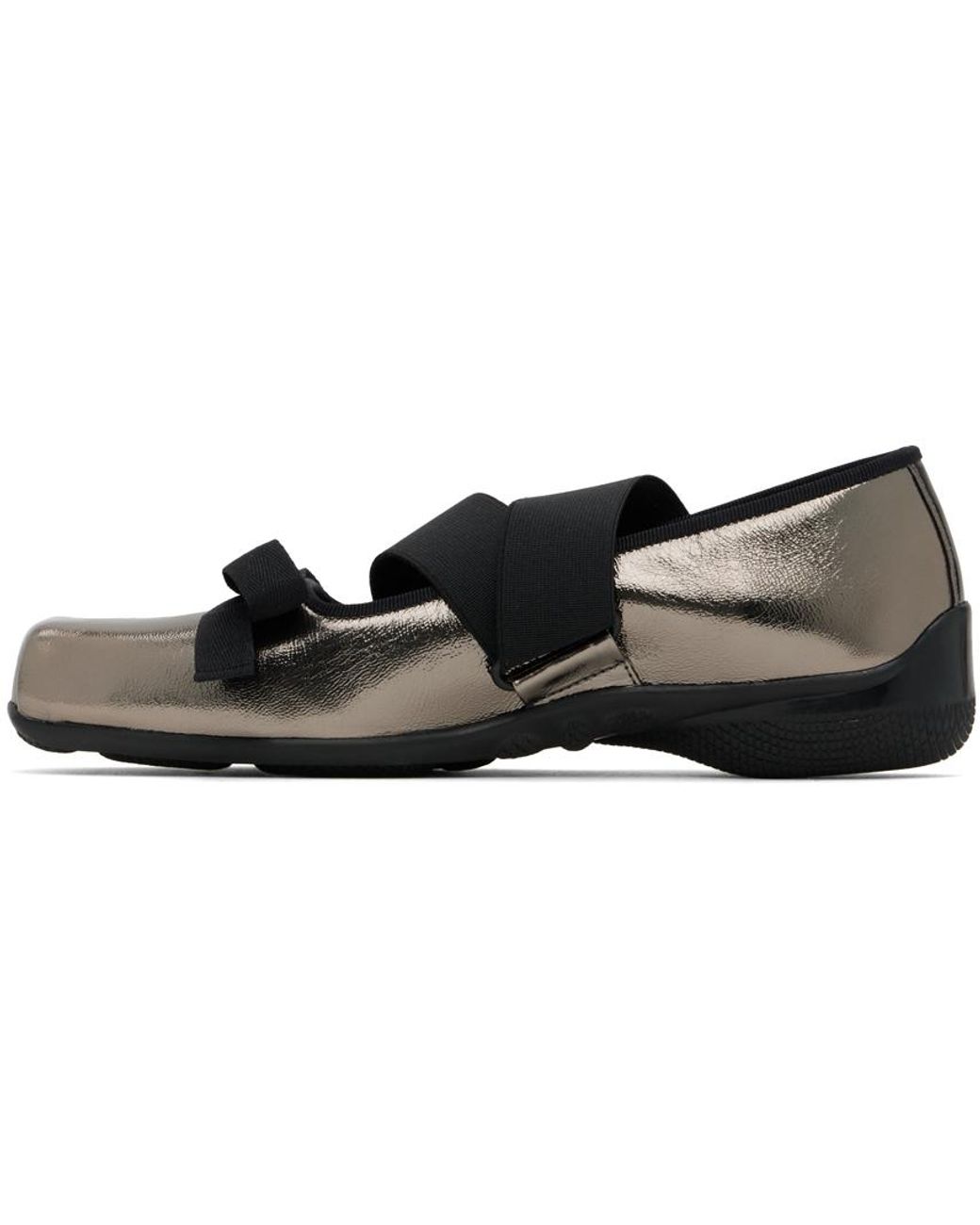 OPEN YY Gunmetal Cross Band Ballerina Flats in Black | Lyst UK
