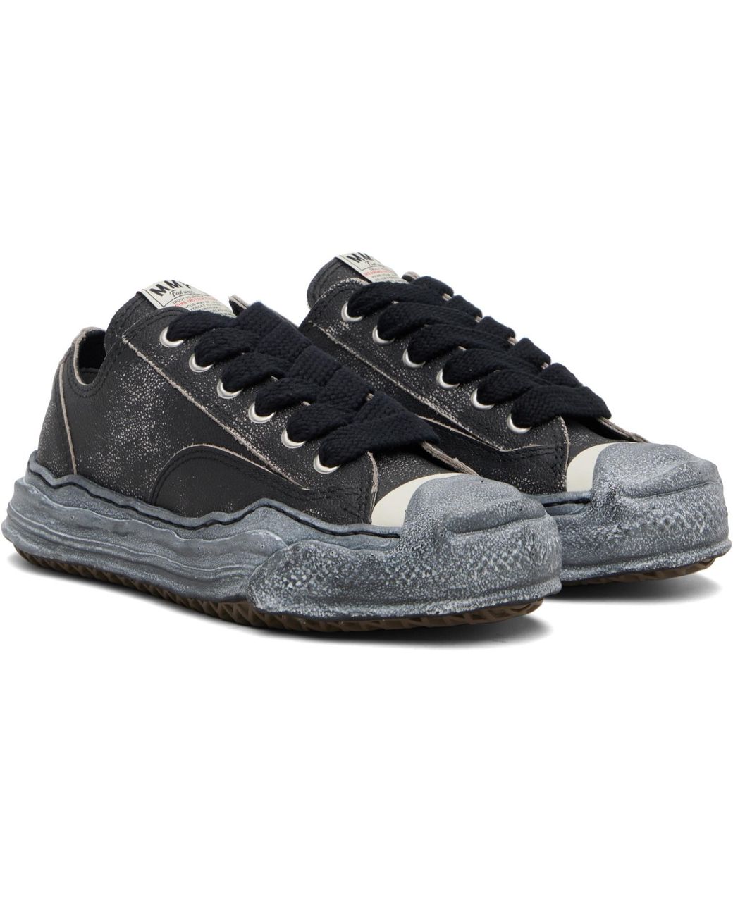 Maison Mihara Yasuhiro Black 'Hank' Og Sole Shrink Leather Low-Top Sneakers for men