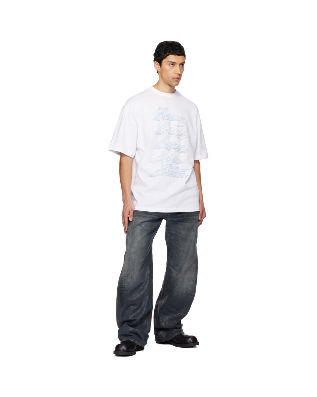 we11done White Multi Logo T-Shirt for men
