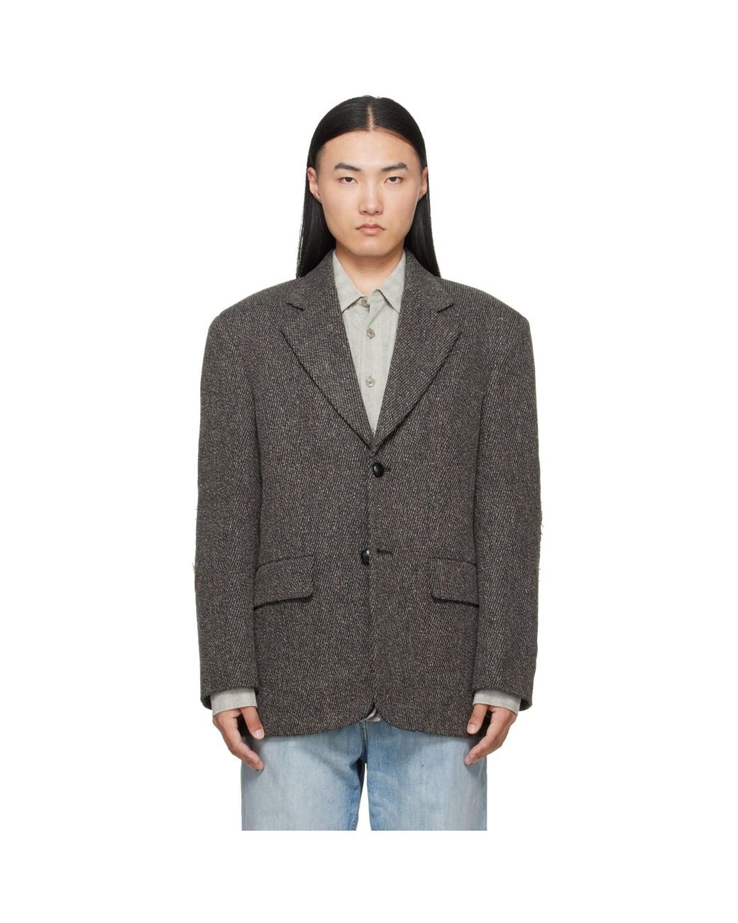 MM6 by Maison Margiela Gray Wool Tweed Blazer for men