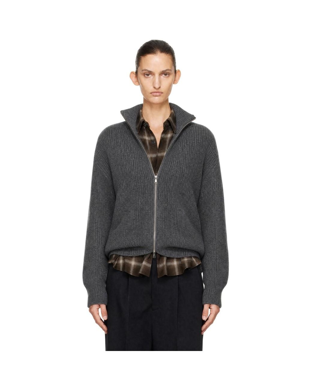 Ssstein Gray Extra Fine Wool Knit Drivers Cardigan