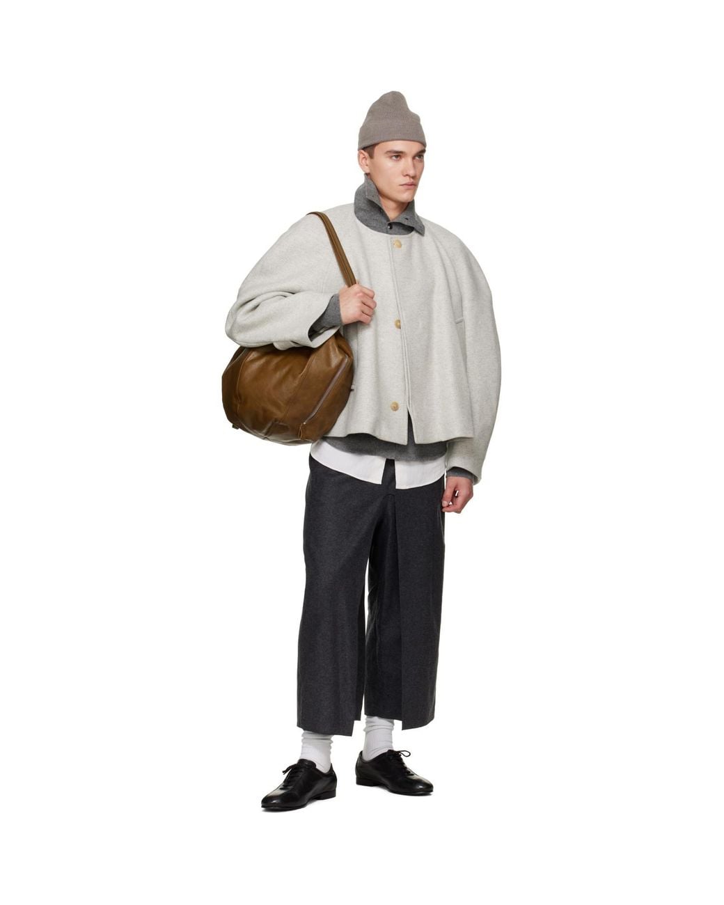 Hed Mayner Gray Herringbone Coat for men