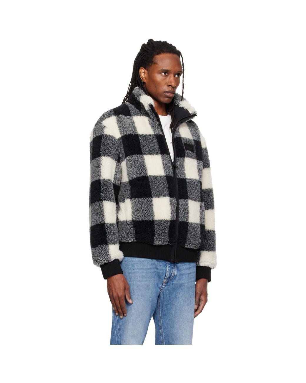 Givenchy Black Off- Checked Fleece Jacket for men