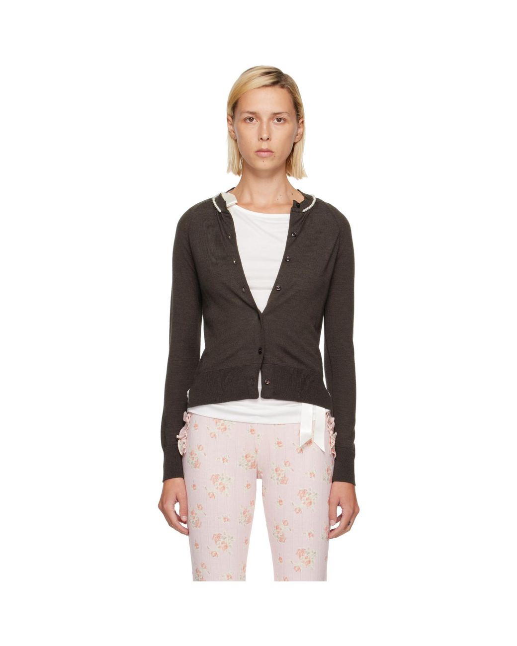 Simone Rocha Black Classic Merino Silk Cardigan