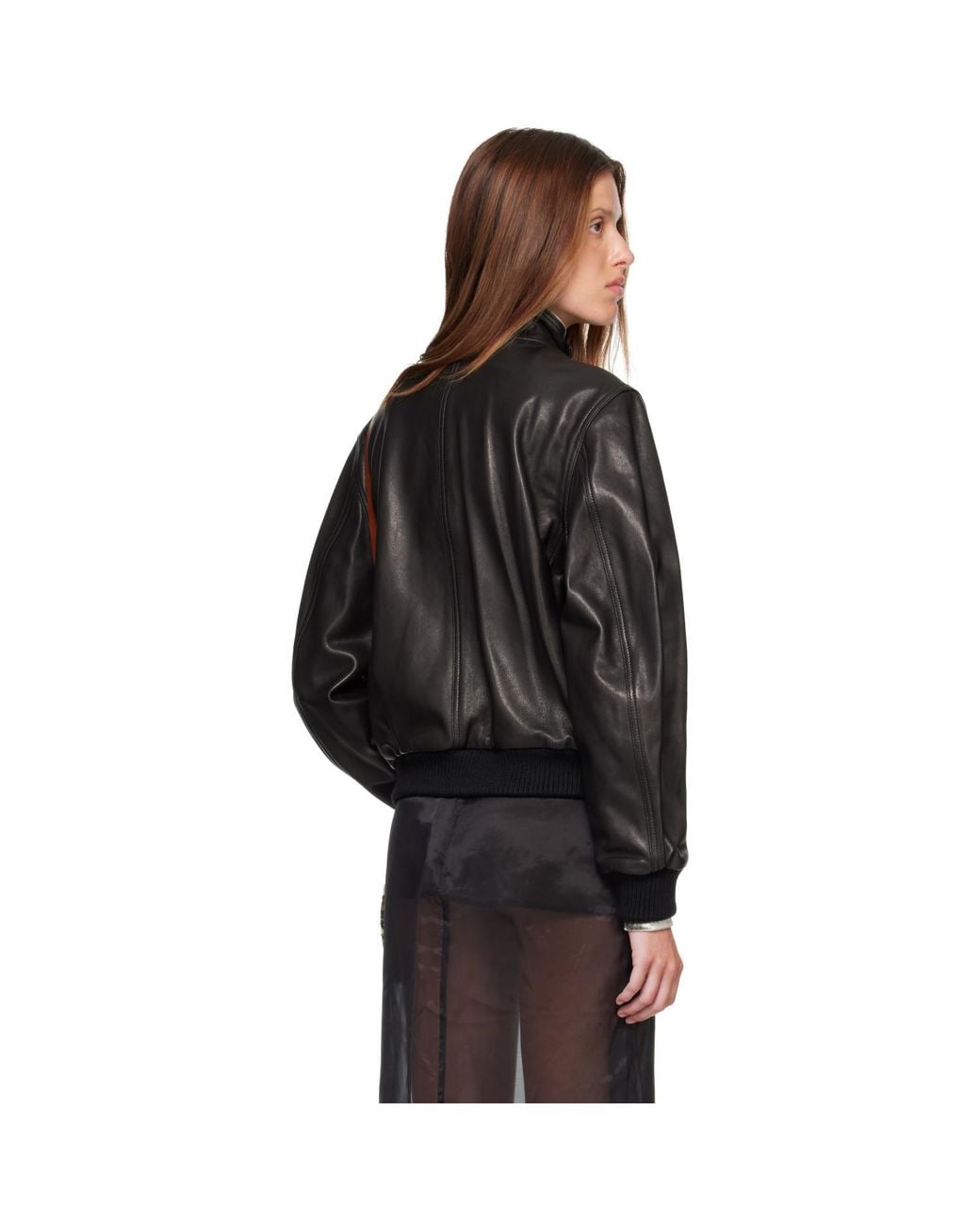 Nour Hammour Black Rios Leather Bomber Jacket