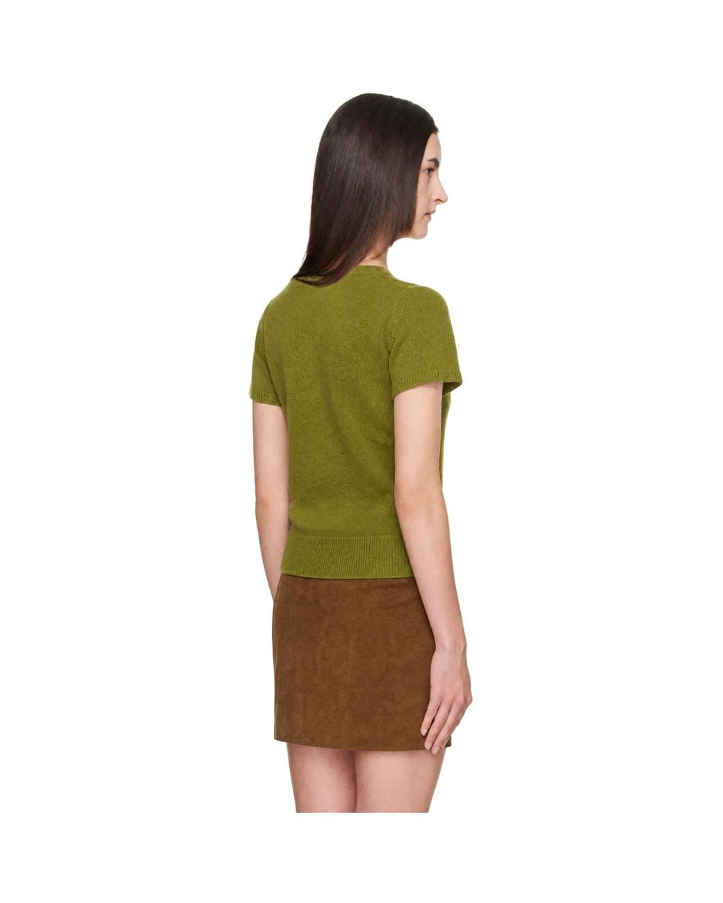 DUNST Green Half Sleeve Knit Top