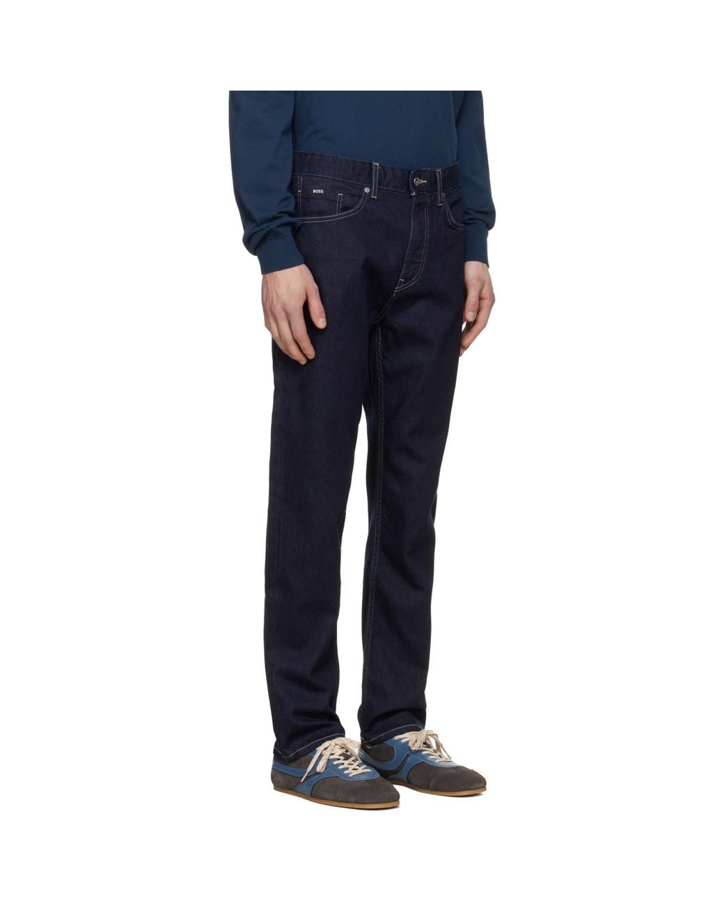 Boss Blue Straight-Fit Stretch Jeans for men