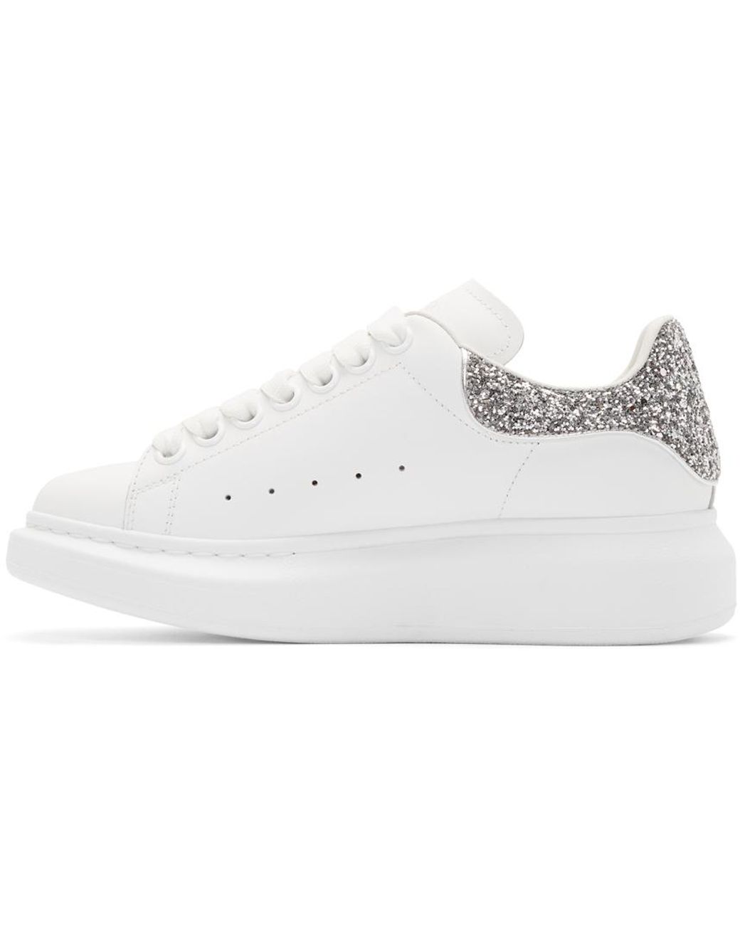 Alexander McQueen Ssense Exclusive White And Silver Glitter Oversized Sneakers in Metallic Lyst UK