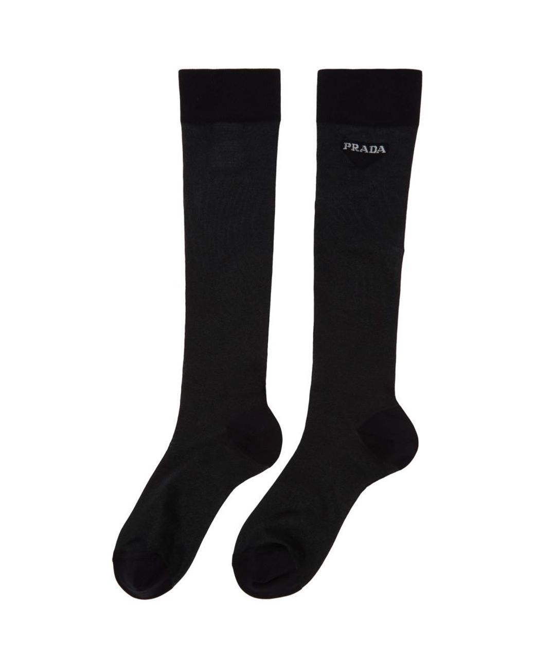 Prada Black Mesh Logo Socks | Lyst