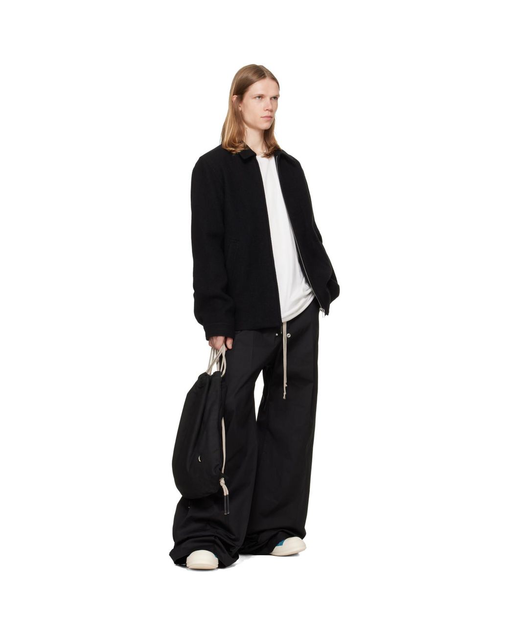 Rick Owens Black Tower Drawstring Backpack for men