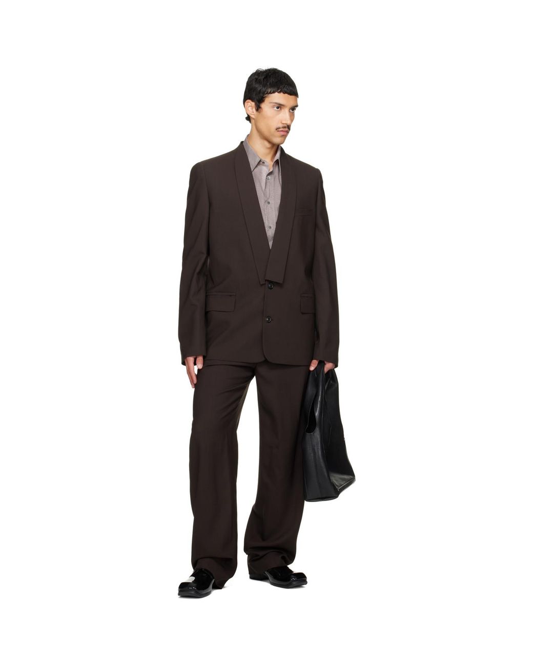 Maison Margiela Black Minimal Collar Wool Blazer for men