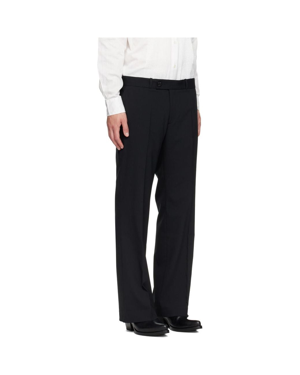 Ernest W. Baker Black Loose Fit Flare Trousers for men