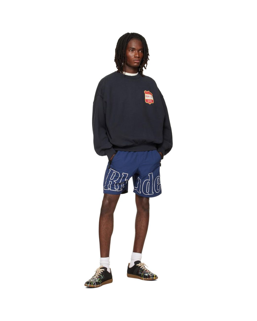 Rhude Blue Filtaro Crest Crewneck Sweatshirt for men