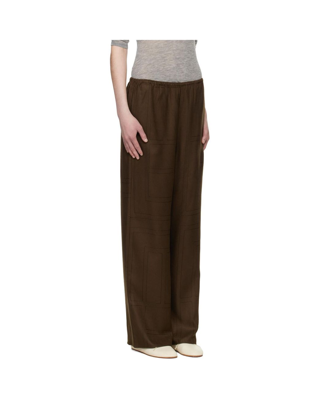 Totême Brown Monogram Flannel Lounge Pants