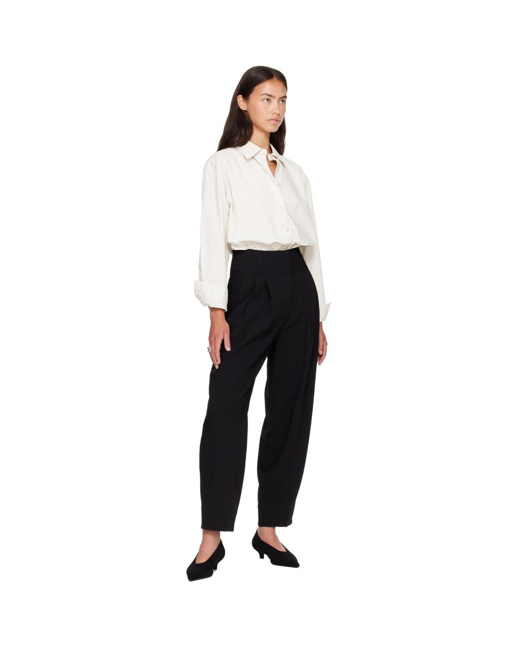 Totême Black Draped Balloon Trousers