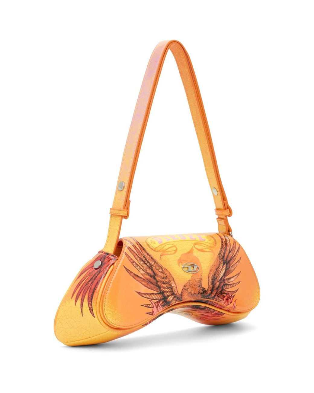 DIESEL Orange Play-Glossy Printed Crossbody Bag