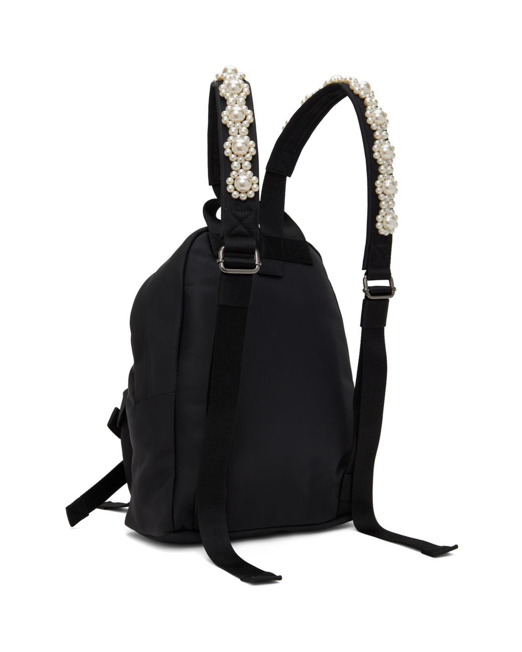 Simone Rocha Black Beaded Utility Bow Backpack for men