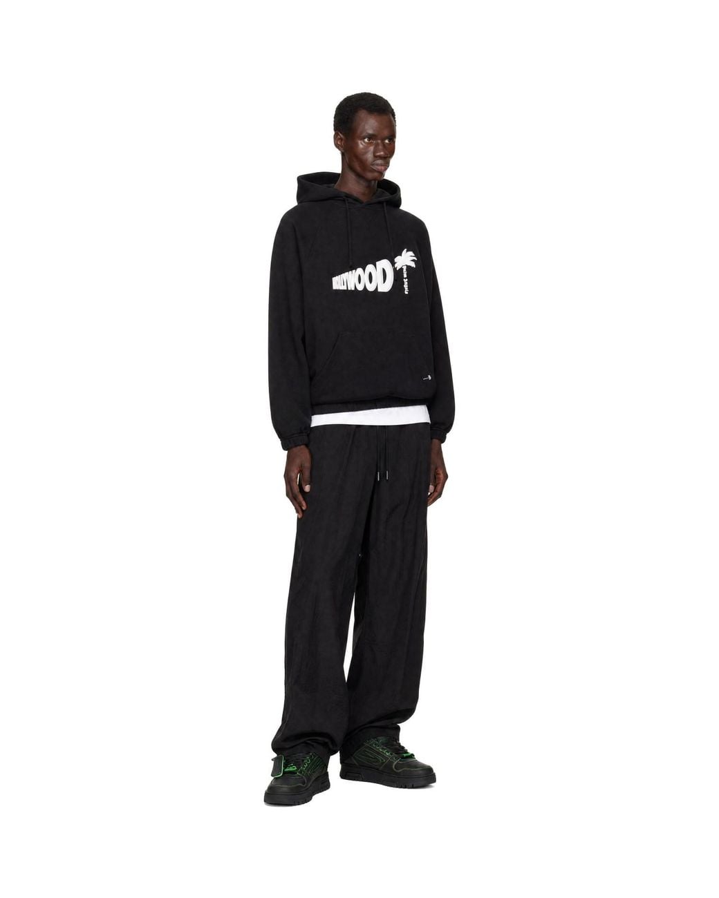 Palm Angels Black Sunset Blvd Palm Loose Hoodie for men