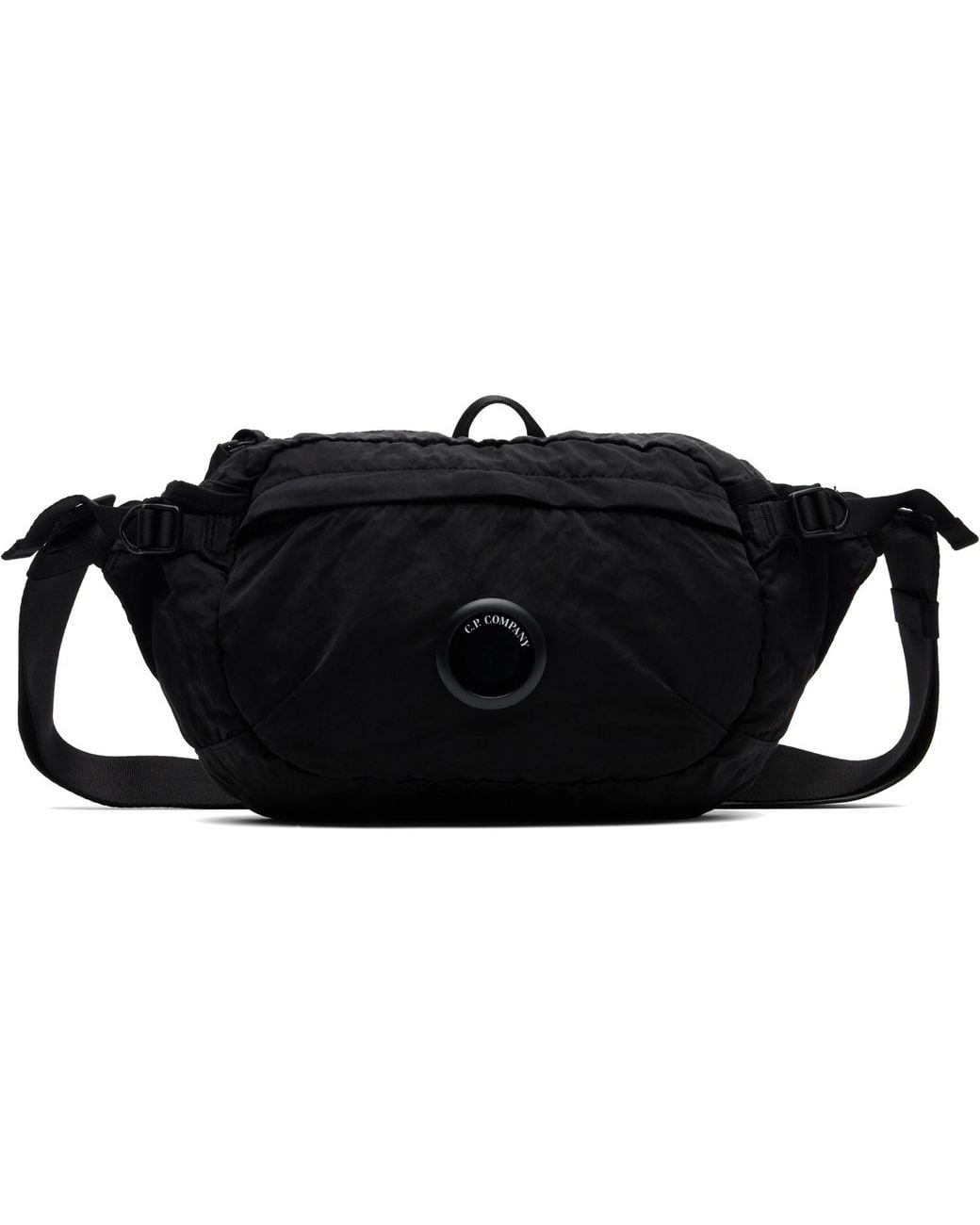 C P Company Black Nylon B Lens Waist Bag for men